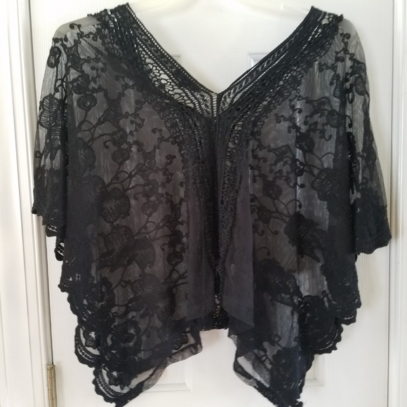 Cupio Sheer Black Lace Oversized Top - Picture 5 of 6